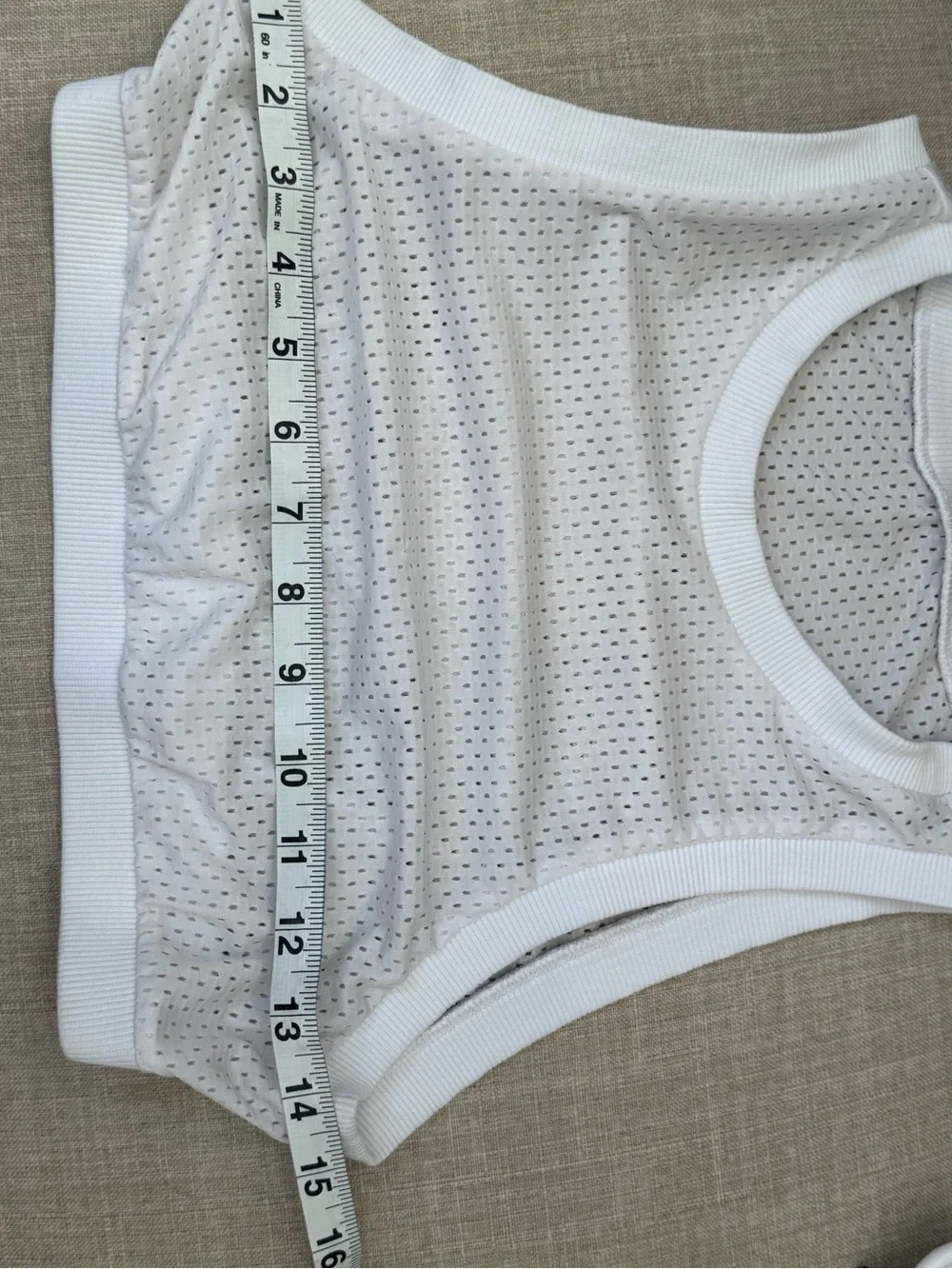 ALO All Star Bra Tank White Mesh Hot Summer Top! Medium Excellent Condition!
